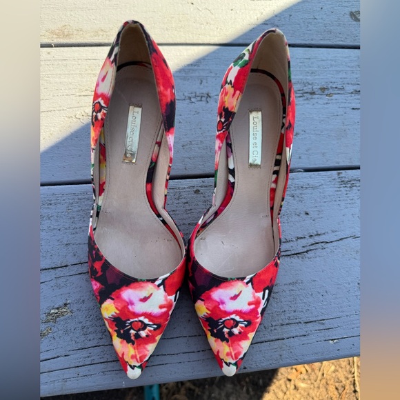 Louise Et Cie Satin Women's Floral Heels - Red Multi - Picture 14 of 15